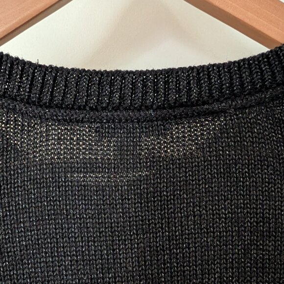 J. Jill Metallic Black Festive Midweight Pullover Sweater Rayon Cotton Blend XL - Picture 4 of 6